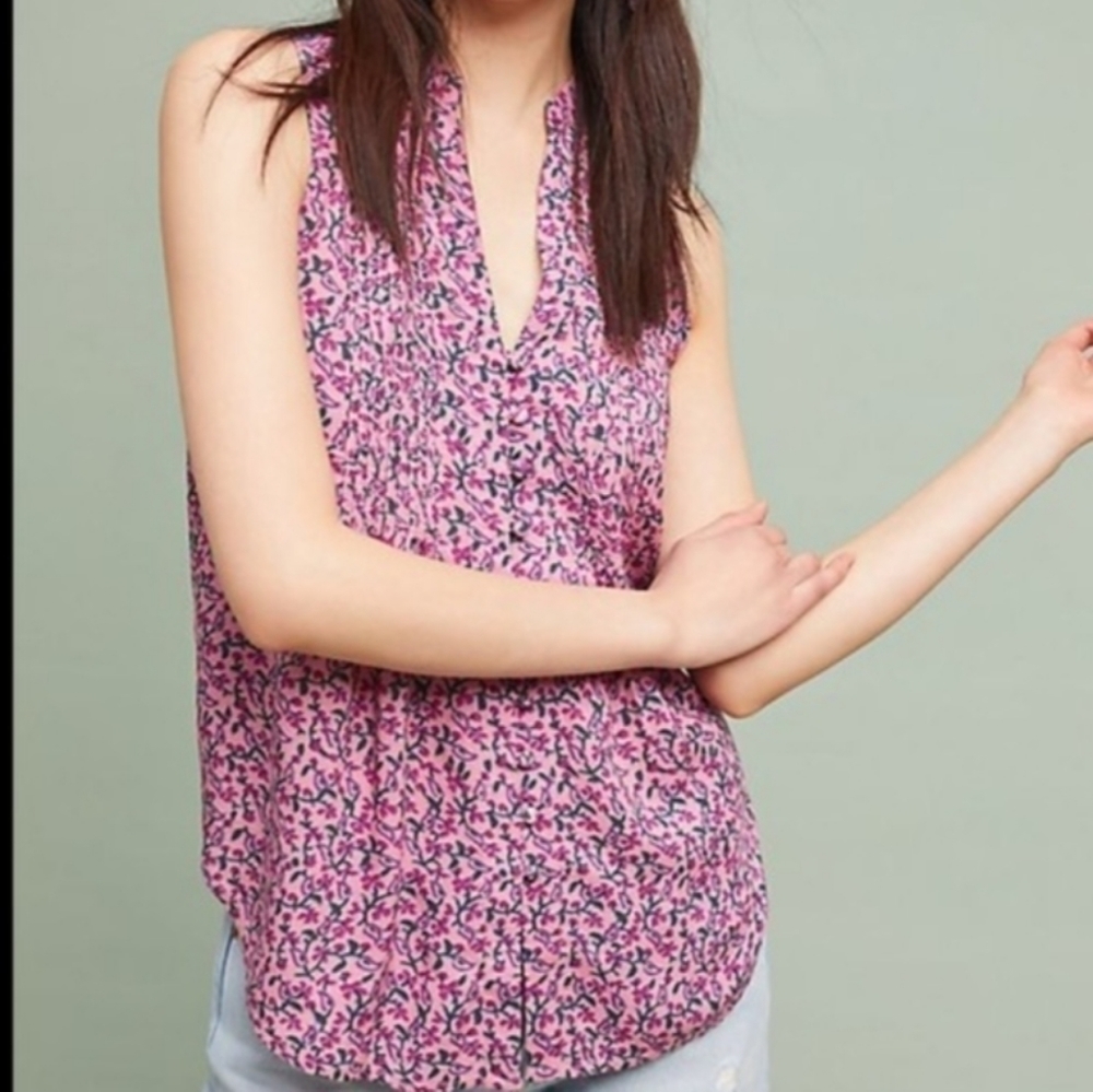 Anthropologie Maeve Petunia Pintuck Top